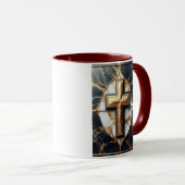 Onthulde zwart-wit marmeren kruis met goud mok (Voorkant rechts)