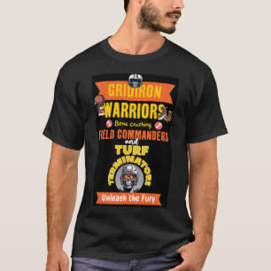 Ontketen de Gridiron Beesten: Pas de Achterkant aa T-shirt