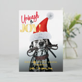 Ontketen de Joy Custom Christmas Dog Foto Folie Feestdagenkaart (Staand Voorkant)