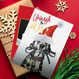 Ontketen de Joy Custom Christmas Dog Foto Folie Feestdagenkaart