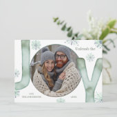 Ontketen de JOY Modern Groen Script Foto Feestdagenkaart (Staand voorkant)
