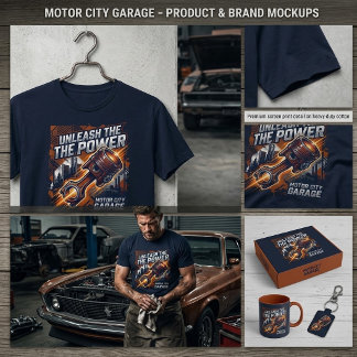 Ontketen de kracht ,Motor City Garage Grafische T- T-shirt