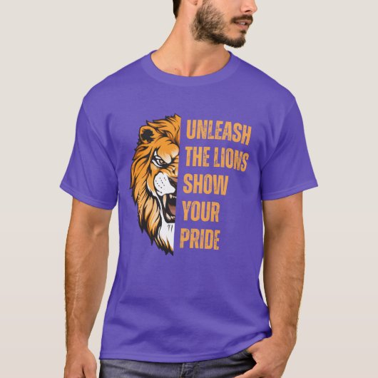Ontketen de Leeuwen Laat Je Trots Kleding zien gra T-shirt (Voorkant)