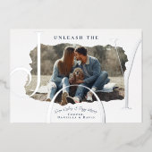 Ontketen de vreugde huisdier foto folie feestdagenkaart (Voorkant)