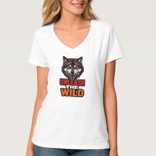 Ontketen het Wilde Rode Wolf Embleem T-shirt (Voorkant)