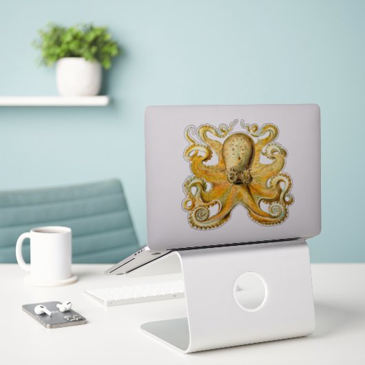 Ontketen je Inner Explorer met  Octopus Sticker (Laptop op bureau)