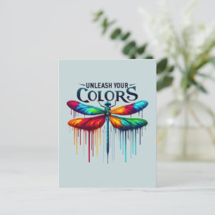 Ontketen je kleuren - Artistic Dragonfly Briefkaart