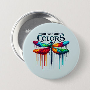 Ontketen je kleuren - Artistic Dragonfly Ronde Button 7,6 Cm