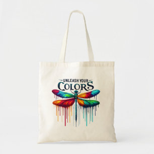Ontketen je kleuren - Artistic Dragonfly Tote Bag