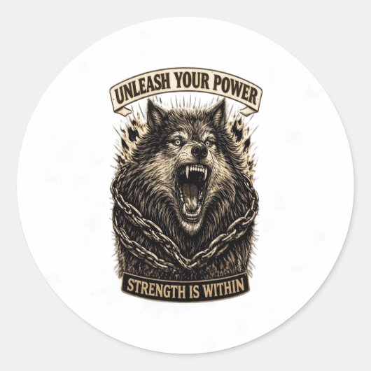 Ontketen je kracht — Sterkte zit van binnen Ronde Sticker (Voorkant)