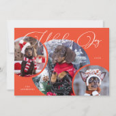 Ontketenen Joy Retro Red Dog Foto Vakantie Kaart (Voorkant)