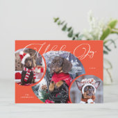 Ontketenen Joy Retro Red Dog Foto Vakantie Kaart (Staand voorkant)