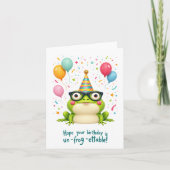 "Ontkikker-eetbaar!" Schattigee Frog Birthday Kaar Kaart (Voorkant)