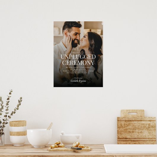 Ontkoppelde Ceremonie Foto Bruiloft Welkomstbord Poster (Keuken)
