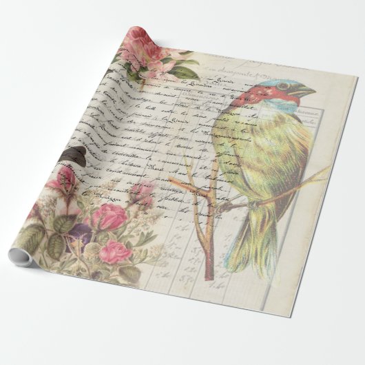  ontkoppelde vogel Botanisch Cadeaupapier (Uitgerold)