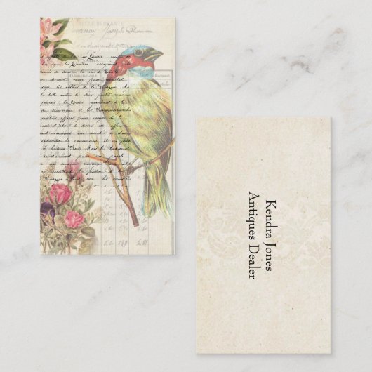  ontkoppelde vogel Botanisch Visitekaartje (Voorkant / Achterkant)