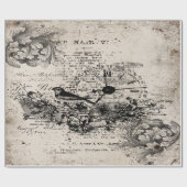 ontkoppelde vogel en klok cadeaupapier (Vlak)