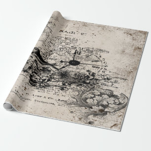 ontkoppelde vogel en klok cadeaupapier