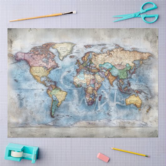 ontkoppelde Wereldkaart Tissuepapier (Craft)