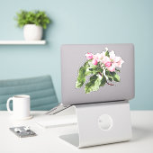 Ontkoppeling en ambachtelijke processen van Floral Sticker (Laptop op bureau)