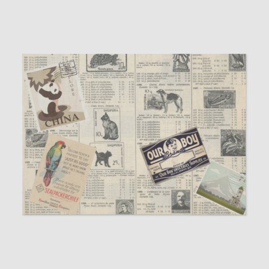 ontkoppeling Ephemera Stamps reizen Tissuepapier (Voorkant)