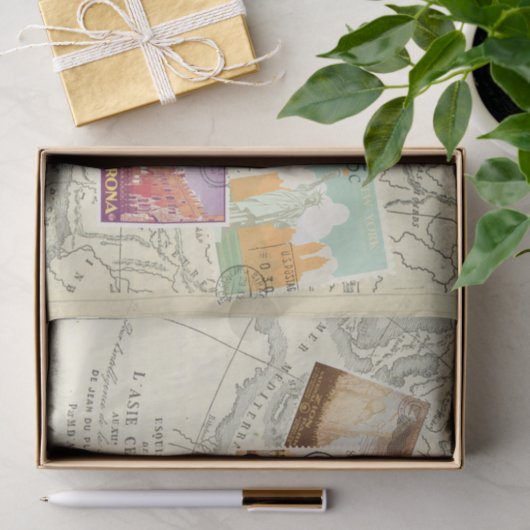 ontkoppeling Ephemera Travel Stampen Tissuepapier (Geschenk)