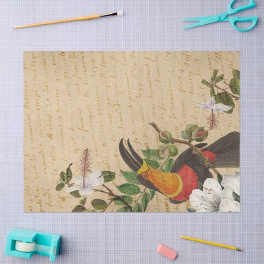  ontkoppeling met Toucan en Tropical Flower Tissuepapier (Craft)