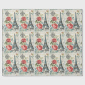 Ontkoppeling Retro  Parijs Floral Kerstmis Cadeaupapier (Vlak)