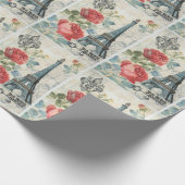 Ontkoppeling Retro  Parijs Floral Kerstmis Cadeaupapier (Hoek)