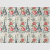 Ontkoppeling Retro  Parijs Floral Kerstmis Tissuepapier (Voorkant)