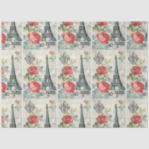 Ontkoppeling Retro Parijs Floral Kerstmis Tissuepapier