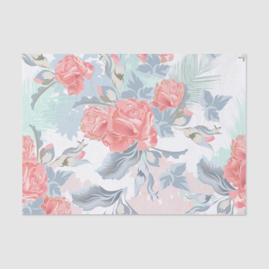 Ontkoppeling Romantic Floral Pattern Tissuepapier (Voorkant)