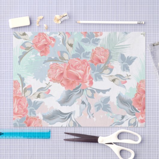 Ontkoppeling Romantic Floral Pattern Tissuepapier (Craft)