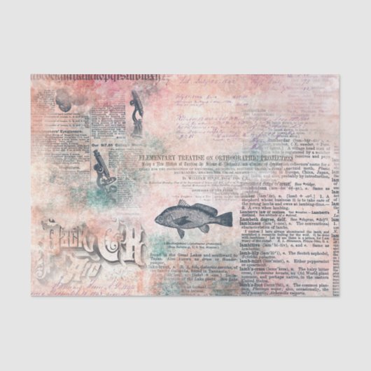 Ontkoppeling Roze  Antiek krant Tissuepapier (Voorkant)