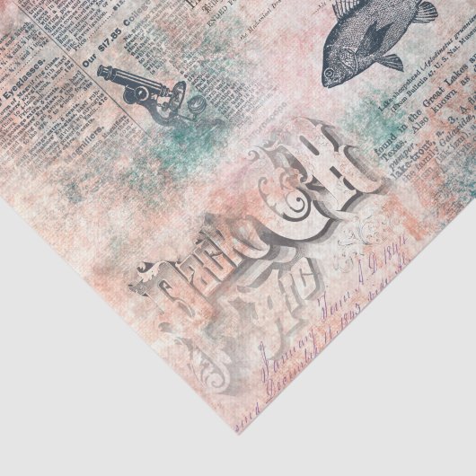 Ontkoppeling Roze  Antiek krant Tissuepapier (Detail)