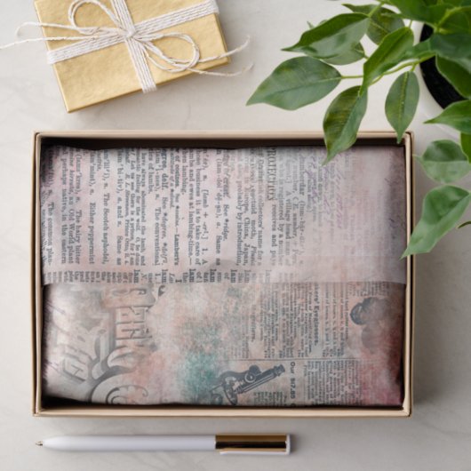 Ontkoppeling Roze  Antiek krant Tissuepapier (Geschenk)