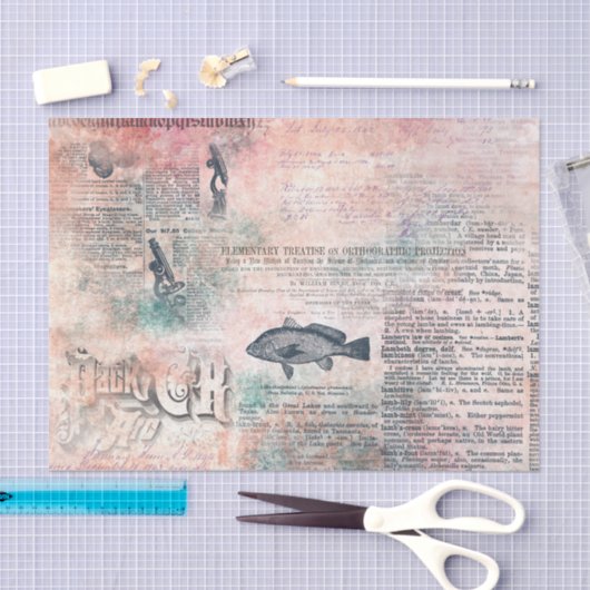 Ontkoppeling Roze  Antiek krant Tissuepapier (Craft)