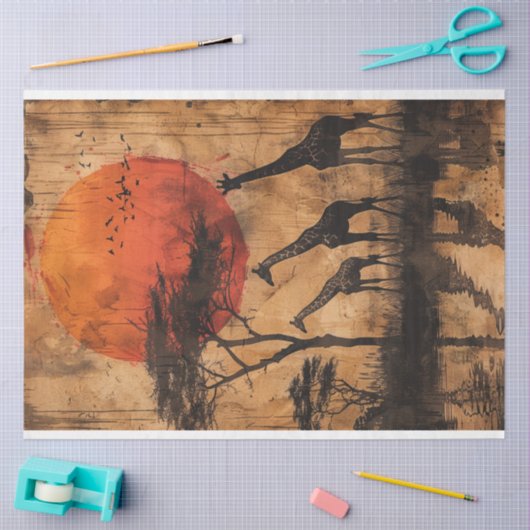 Ontkoppeling van African Sunset Giraffe Tissuepapier (Craft)