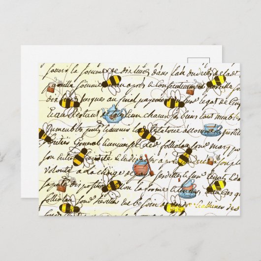 Ontkoppeling van  bijen en thee briefkaart (Voorkant / Achterkant)