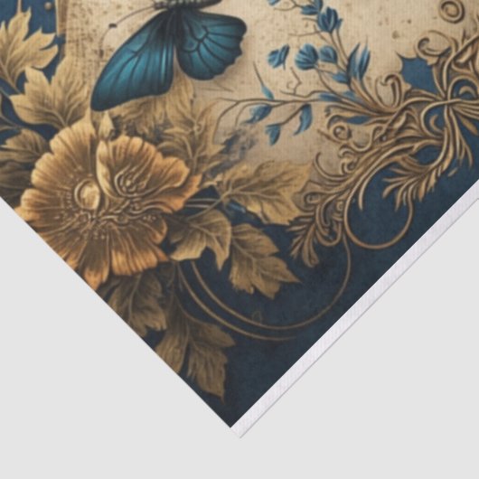 Ontkoppeling van blauwe en gouden vlinder tissuepapier (Detail)