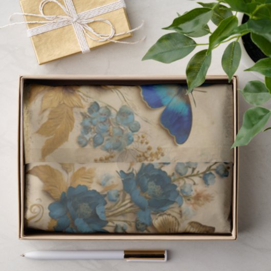  ontkoppeling van blauwe en goudvlinder tissuepapier (Geschenk)