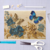  ontkoppeling van blauwe en goudvlinder tissuepapier (Craft)