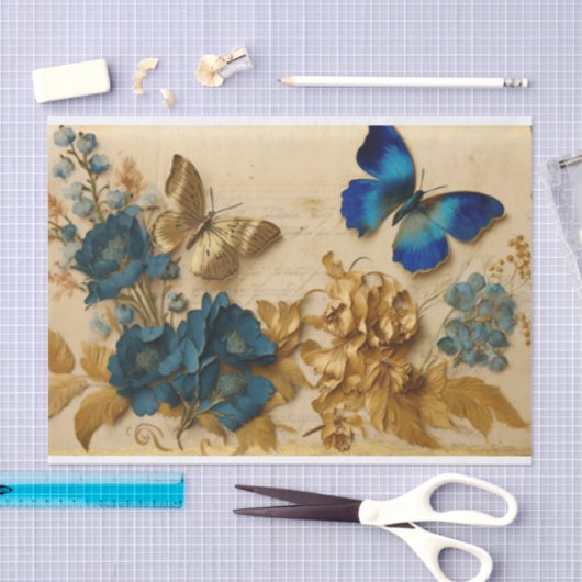  ontkoppeling van blauwe en goudvlinder tissuepapier (Craft)