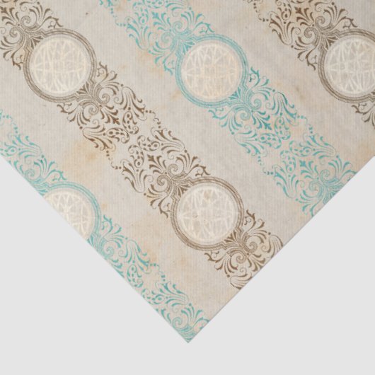 Ontkoppeling van blauwgroen en bruine strepen tissuepapier (Detail)