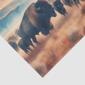 Ontkoppeling van buffelbeslag Waterverf Bison Tissuepapier (Detail)