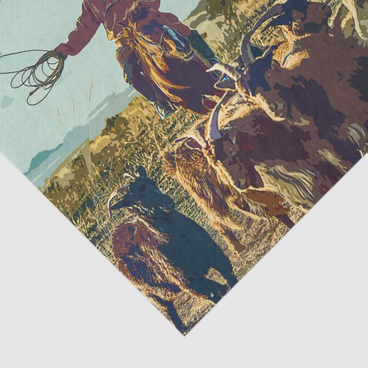 Ontkoppeling van cowboy en vee tissuepapier (Detail)