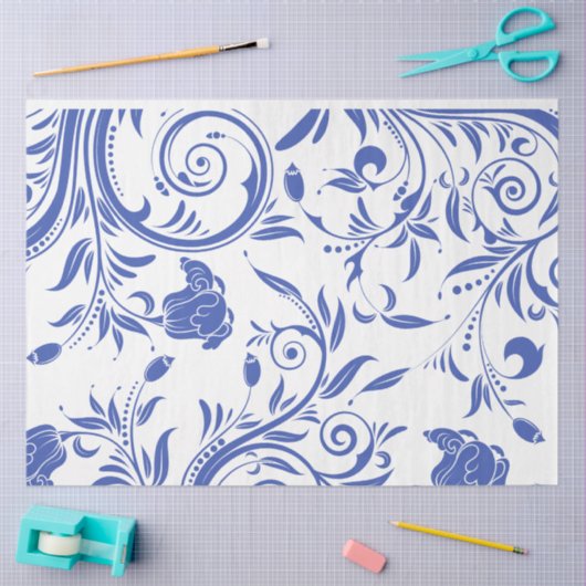 ontkoppeling van de blauwe bloem tissuepapier (Craft)