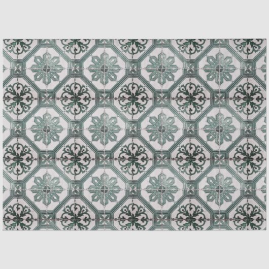 ontkoppeling van de groene Tegel van Floral Delft Tissuepapier (Voorkant)