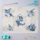 ontkoppeling van de vogelblauwe zee Antiek Tissuepapier (Craft)