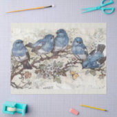 Ontkoppeling van de Waterverf Blauwvogels en bloes Tissuepapier (Craft)